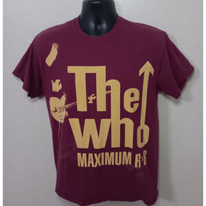 The Who Maximum R&B Adult Medium Band T-shirt Burgundy Tee Distressed